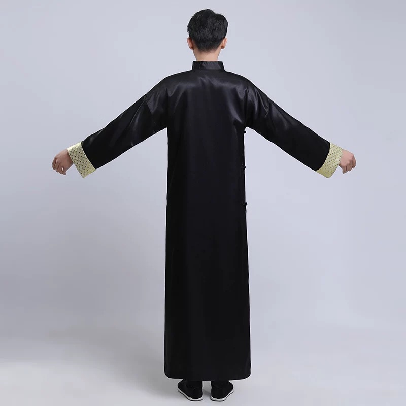 #ฉี่พ่าวดำ ลายปักมังกร ผ้าไหมจีน+โพลี รหัส FC 105