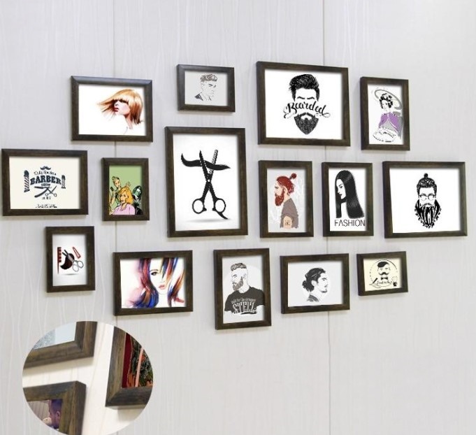ชุดกรอบรูปติดผนัง Vintage Salon1 กรอบรูป 15 ชิ้น พร้อมรูปภาพตามแบบและวัสดุติดตั้ง