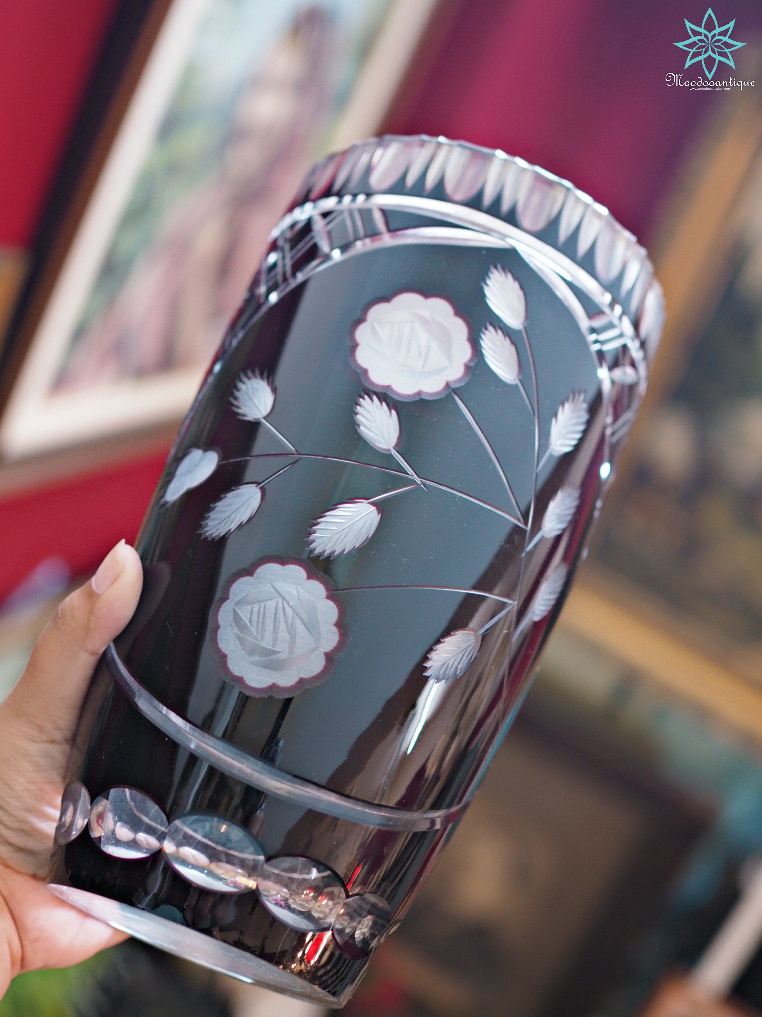 Black Bohemian handcut vase