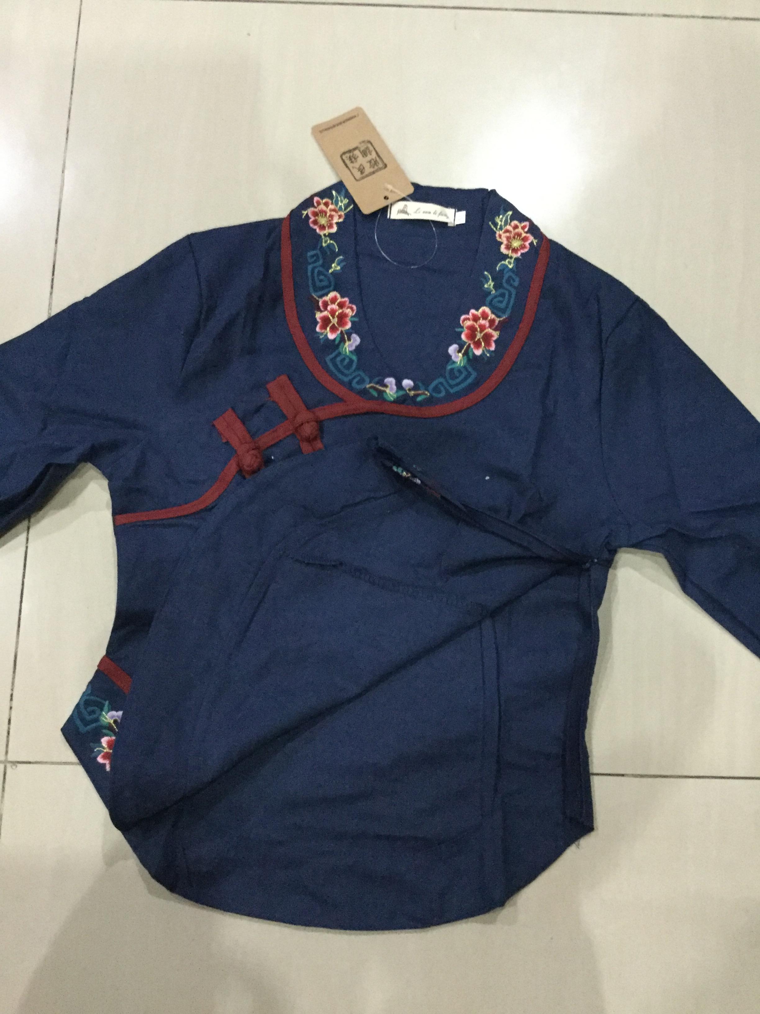 เสื้อผ้าฝ้าย เนื้อดี ใส่สบาย รหัส SN 65 สีน้ำเงิน