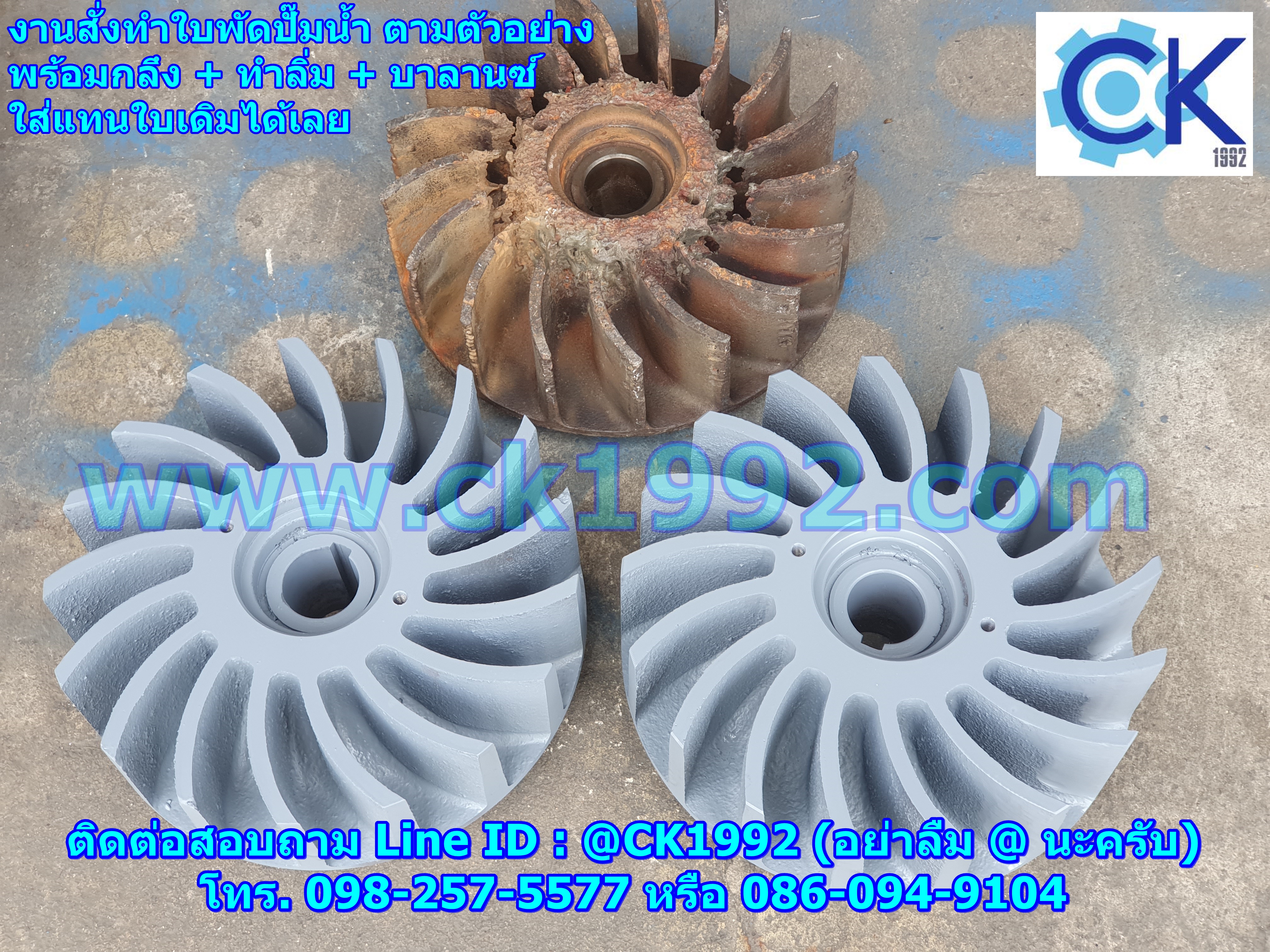 ใบพัดปั๊มน้ำเหล็กหล่อ (Impeller Pump) งานสั่งทำพร้อมแมชชีนตามตัวอย่าง