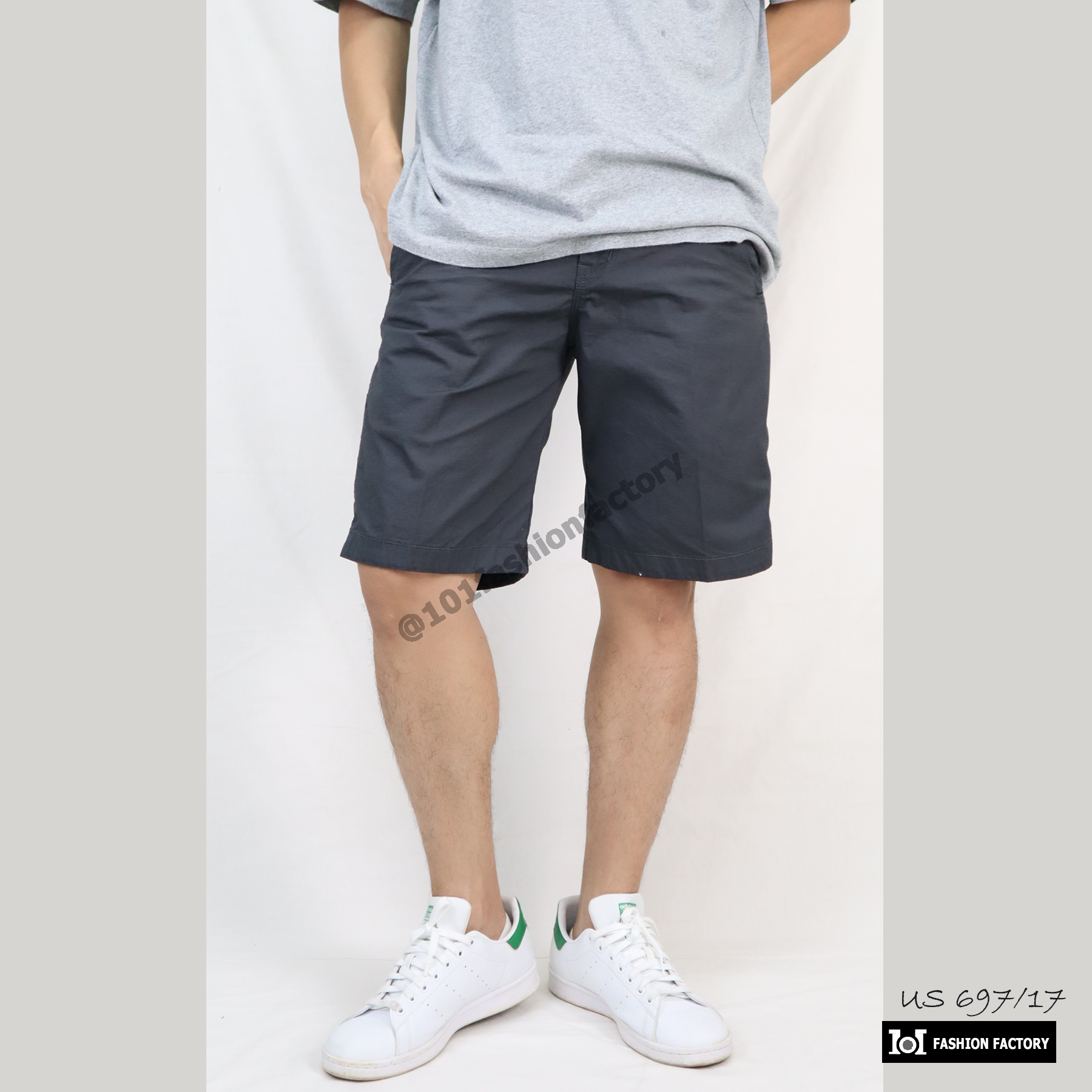 กางเกงขาสั้น NO.697/17 ผ้ากันลมยืด ใส่สบาย ดีไซส์ทันสมัย ไปได้ทุกที สีเทา | US101
