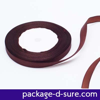 ริบบิ้นผ้า หน้ากว้าง 1 cm ยาว 22 m สีน้ำตาลกาแฟ