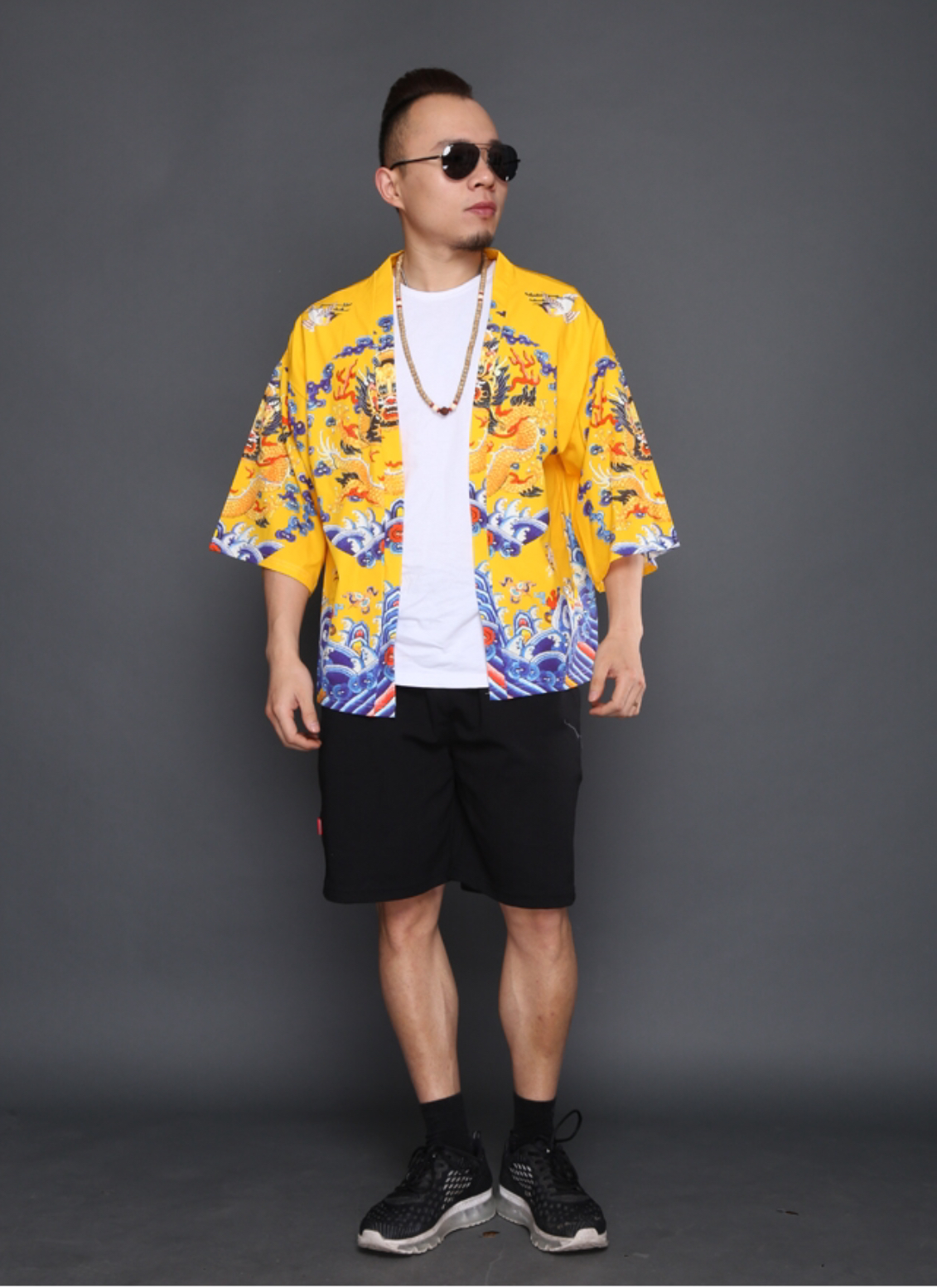 เสื้อแจ๊คเก็ตสีเหลืองลายมังกร รหัส HOT 64