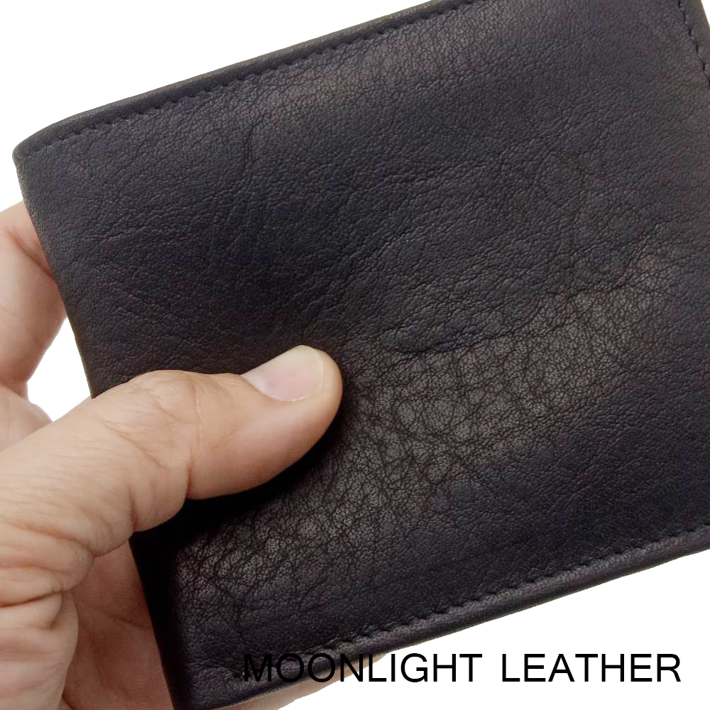 กระเป๋าสตางค์หนังวัวแท้ สำหรับผู้ชาย แบรนด์ Moonlight รุ่น Calf สีดำ สวย ทน เบาบาง นิ่มมาก พร้อมกล่องเป็นของขวัญได้