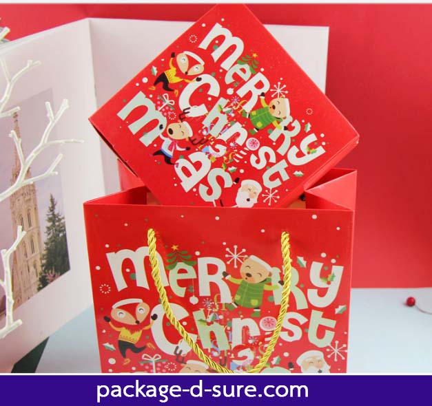โปรโมชั่น//กล่องสี่เหลี่ยมจัตุรัส เปิดบน 15x15x5 กล่องแดง Merry Christmas