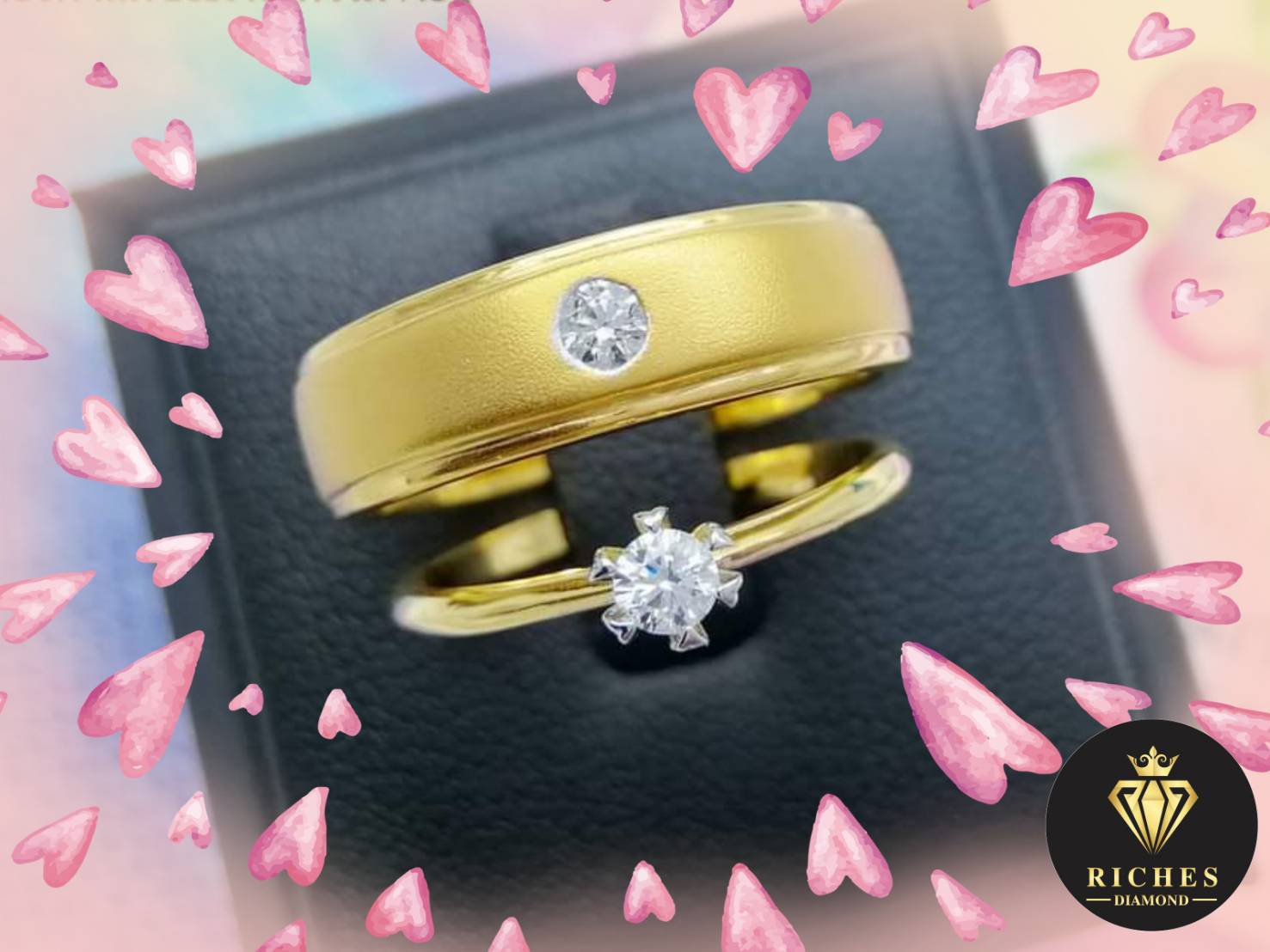 แหวนคู่ประดับเพชรแท้รวม 0.15 cts