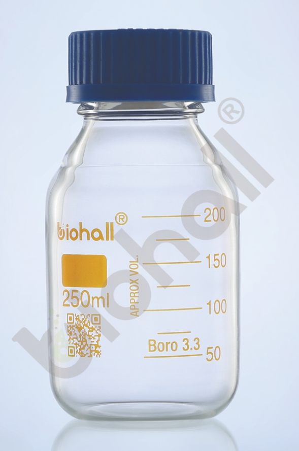 ขวดแก้วดูแรนฝาสีฟ้า / ขวดแก้วใสเก็บสารเคมี (Bottles Clear glass Scewcap&Pouring)