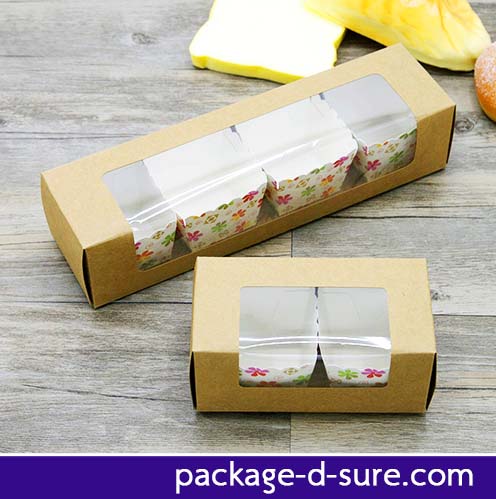 กล่องทรงยาว เจาะหน้าต่างบน+ข้าง เปิดข้าง 7x27x6 กระดาษคราฟ