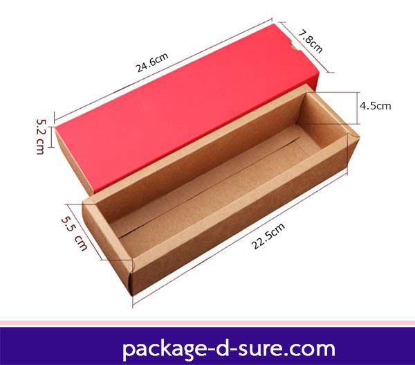โปรโมชั่น//กล่องคราฟทรงยาว ไซส์เล็ก แบบสวมน้ำตาลอ่อน 24.6x7.8+5.2