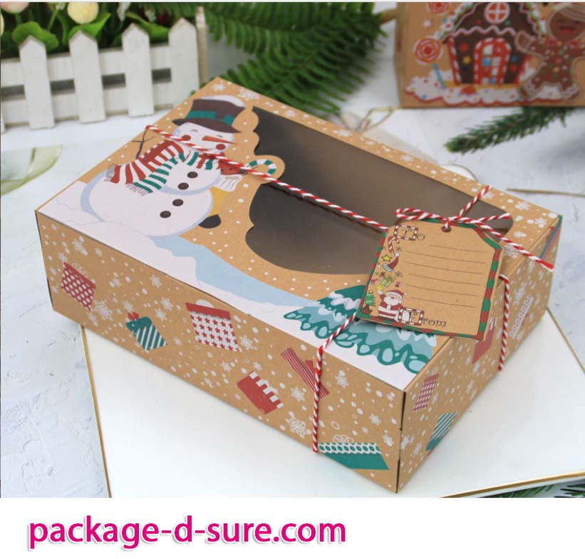 กล่องคราฟสี่เหลี่ยมผืนผ้า เปิดบน 22x15x7 ลาย Snowman