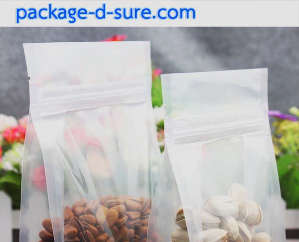 ถุงซิปตั้ง หน้าหลังใสกึ่งขุ่น ฐานกว้าง 12x22+6 แพ็ค 45 ใบ / ตกใบละ 6.00