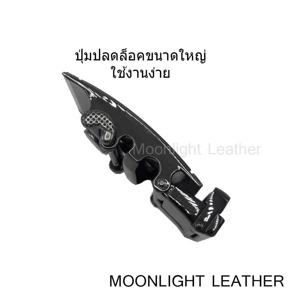 เข็มขัดหนังวัวแท้ MOONLIGHT สำหรับผู้ชาย แบบ Auto Locking หัวไฟเบอร์ลาย Exclusive-1 เป็นหนังแท้ทั้งด้านหน้าหลัง ไม่ลอก