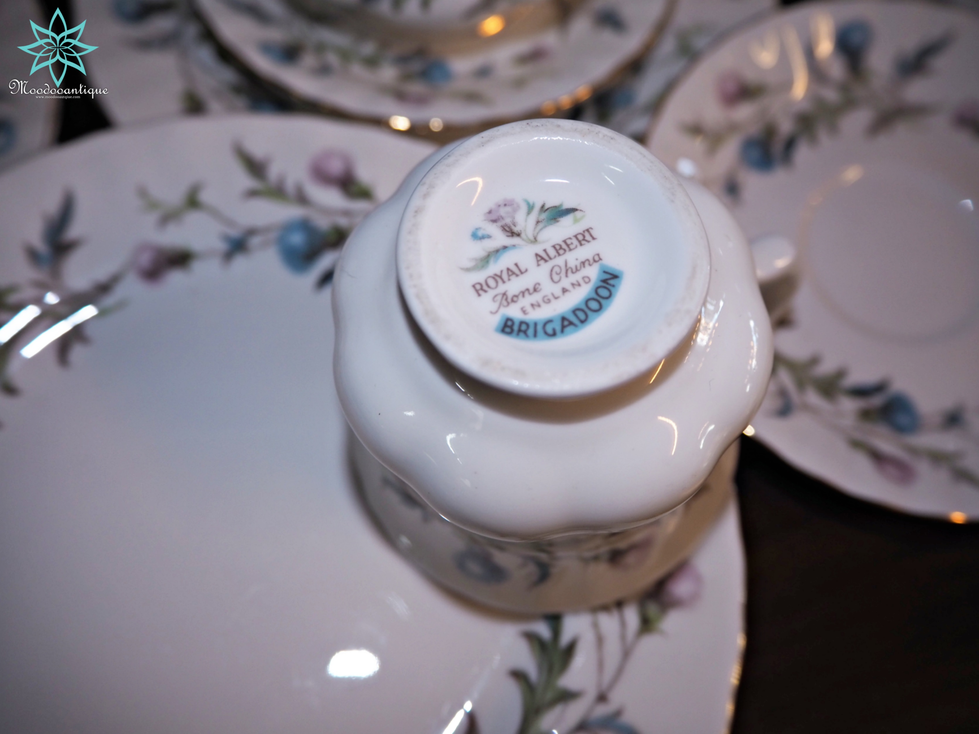 Royal Albert Brigadoon Teacup Trio Pink Blue Bone China