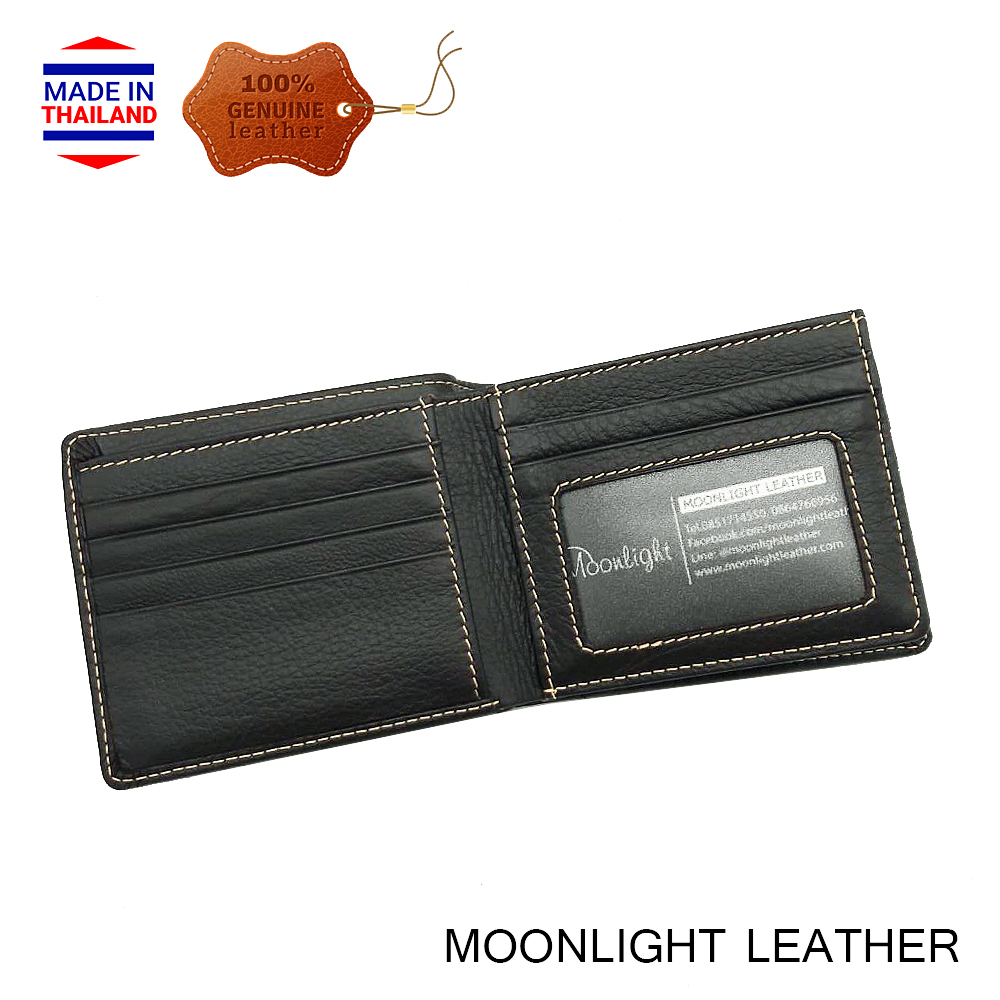 กระเป๋าสตางค์หนังวัวแท้ Moonlight รุ่น Junction ใส่แบงค์ได้ 3 ช่อง ใส่บัตรได้ 18 ใบ สีดำ สวย ทน นิ่ม มีกล่องให้