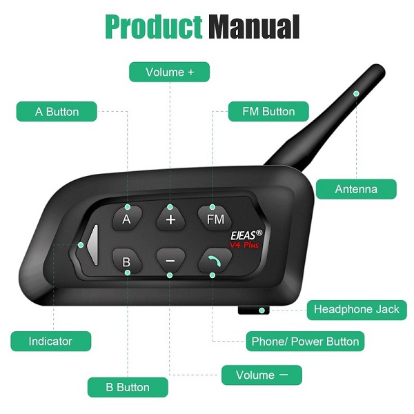 Ejeas V4C Plus Referee Intercom บลูทูธอินเตอร์คอม อุปกรณ์สำหรับผู้ตัดสินกีฬา (แพคสี่)