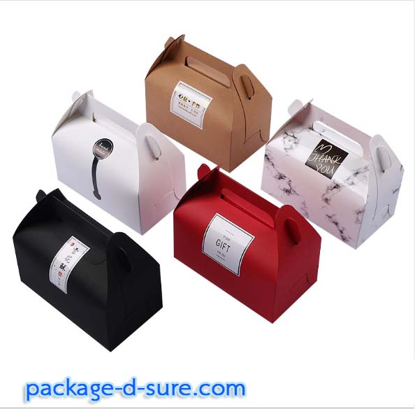 โปรโมชั่น//กล่องหูหิ้วเคลือบมัน ไซส์ใหญ่ 16.2x9.2x8 สีขาว ลายหินอ่อนสีเทา