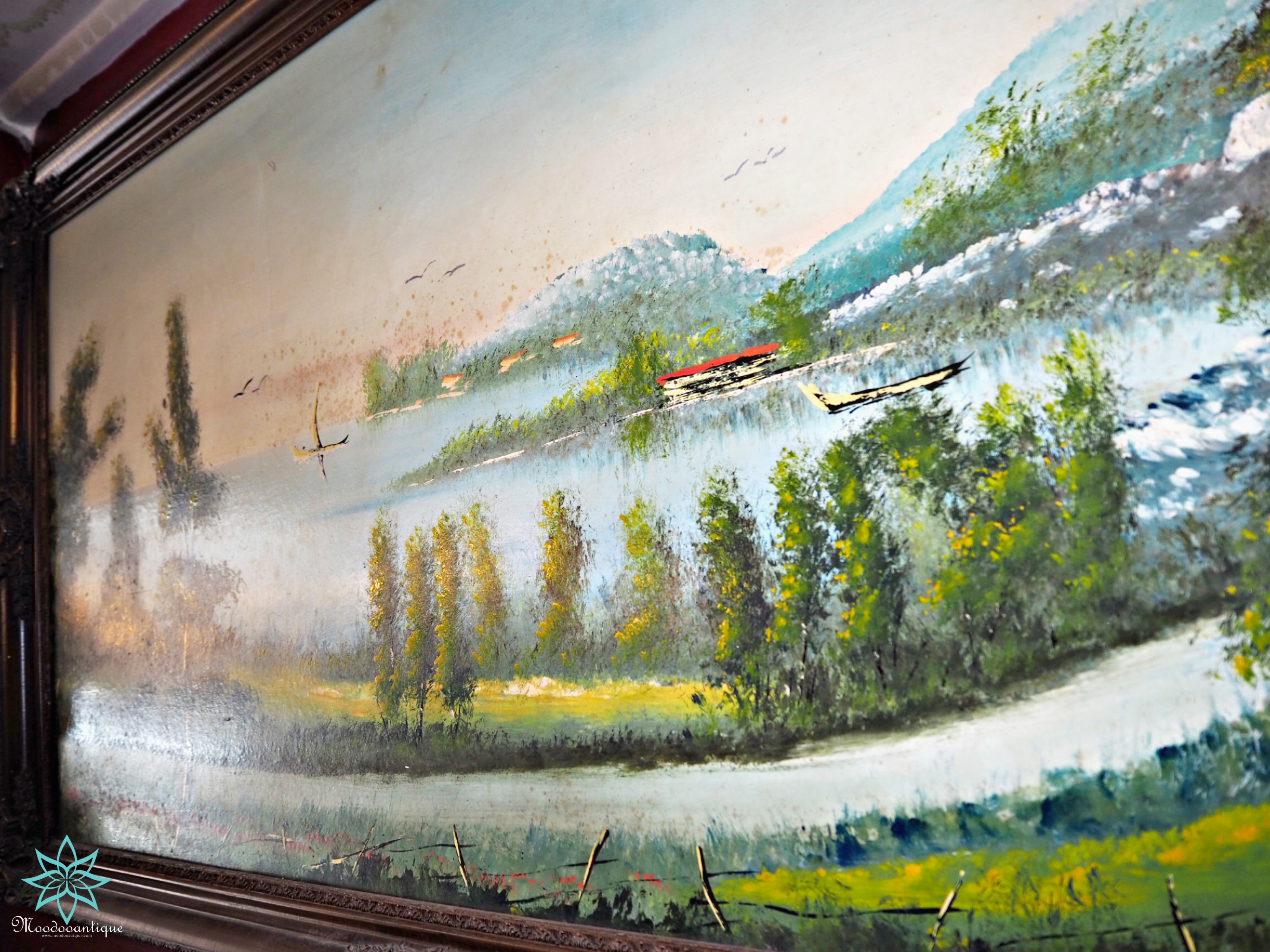 lake views ภาพวาดสีน้ำมันบนไม้