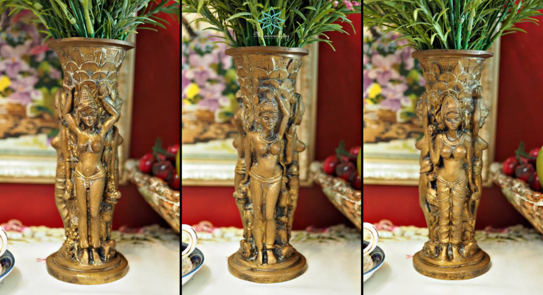 Three Lady holding a flower pot , brass Handicraft Art Traditional