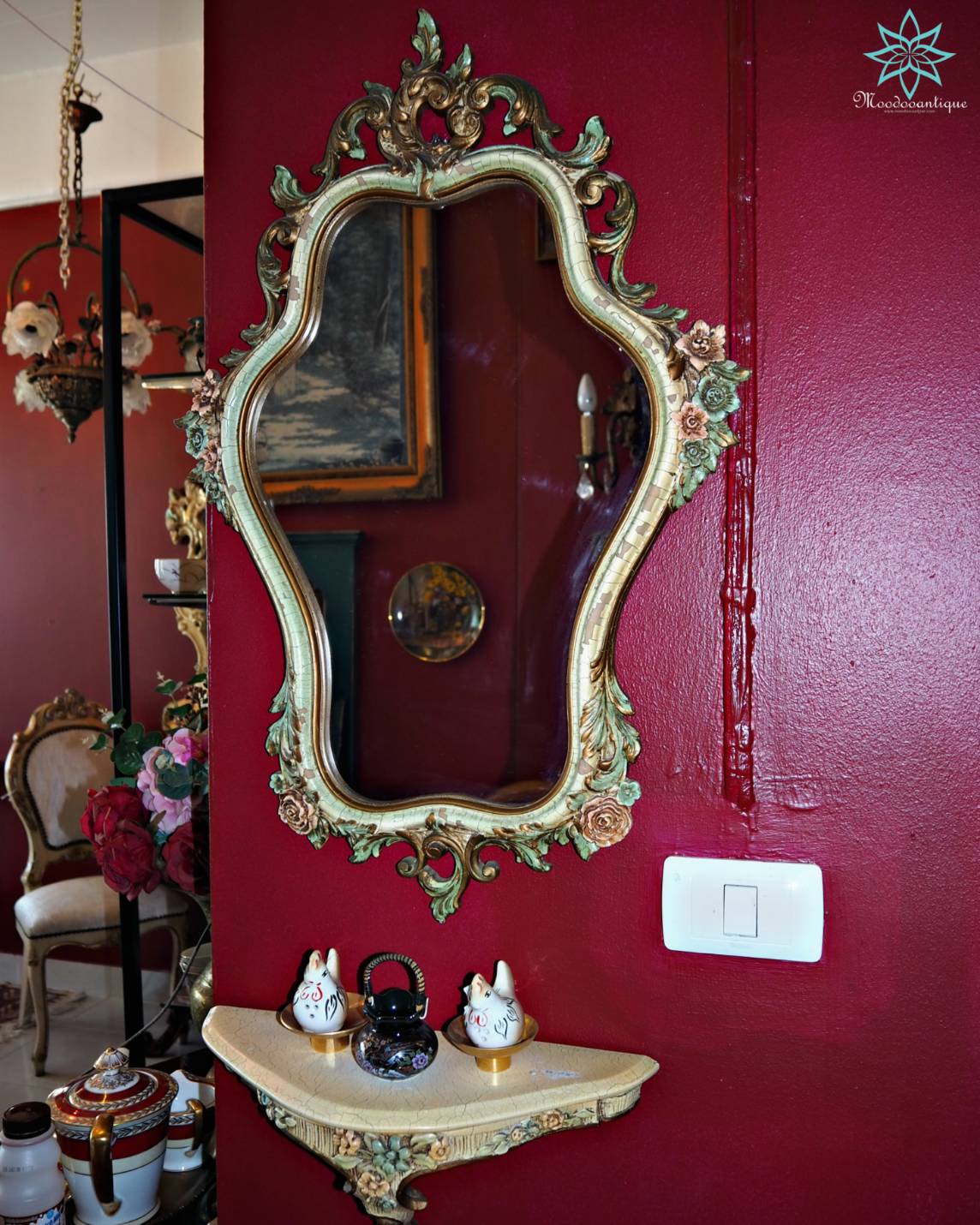 กระจก ไม้แกะสลัก พร้อมหิ้ง อิตาลี