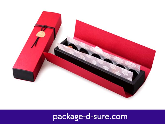 กล่องช็อคโกแลต 6 ช่อง 6x24x3.5 สีแดง