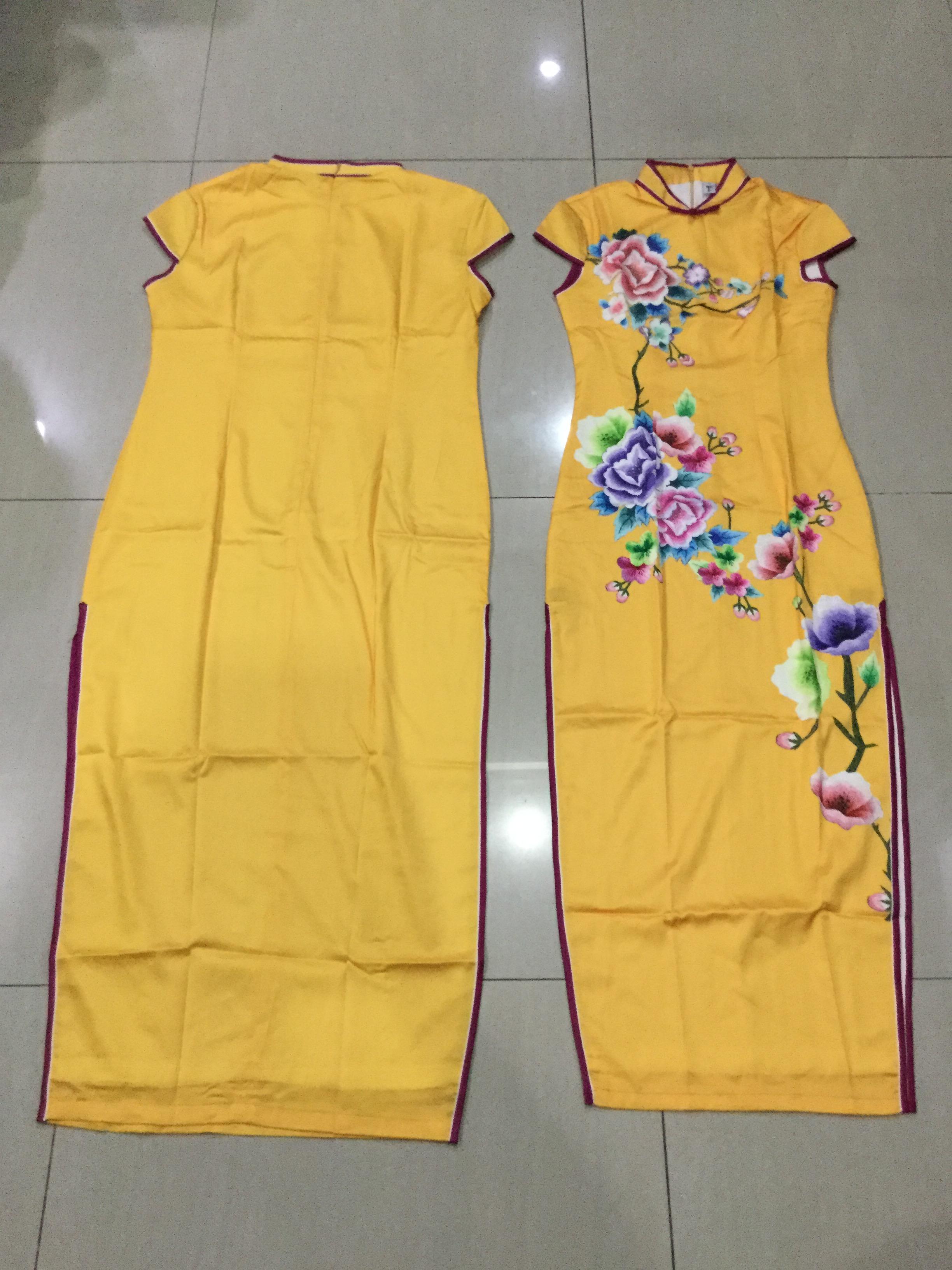 กี่เพ้ายาว สีเหลือง รหัส SW 155 สินค้าพร้อมส่ง