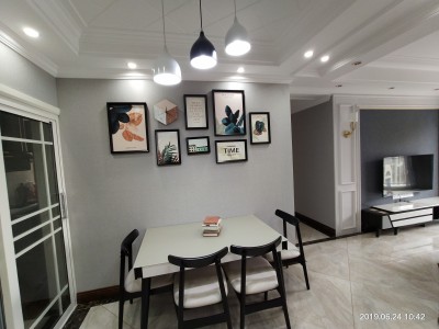 ชุดรูปกรอบลอย Nature (Pink Green)+นาฬิกา ภาพกรอบลอยมีขอบ(สีดำ) 7 ชิ้น + นาฬิกา พร้อมวัสดุติดตั้ง