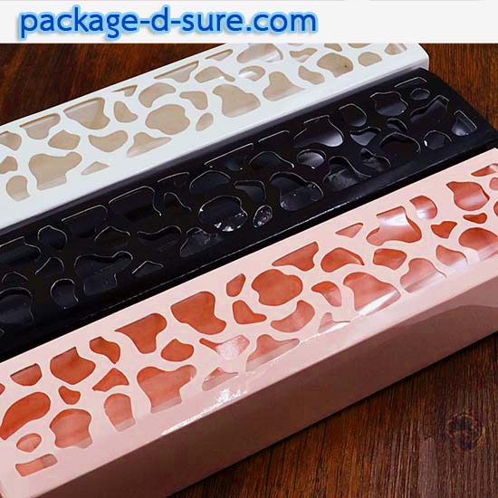 โปรโมชั่น//กล่องมาการองแบบยาว ใส่ 10 ชิ้น ฉลุด้านบน 6x25.8x4 สีโอรสอ่อน