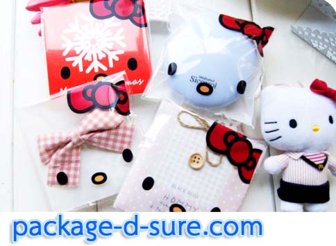 ล้างสต็อก//ถุงคุกกี้ แถบกาว 10x10 ลายหน้าคิดตี้ แพ็ค 100 ใบ