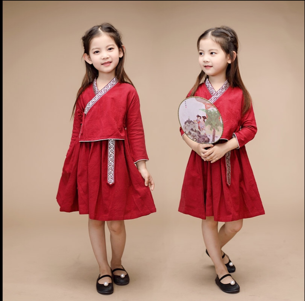 เดรสเด็กน้อย ผ้าฝ้าย สีแดง รหัส RG 58 สินค้าพร้อมส่ง