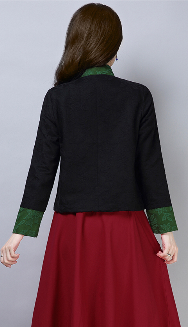 เสื้อผ้าฝ้ายผสมโพลี สีดำ รหัส JO62