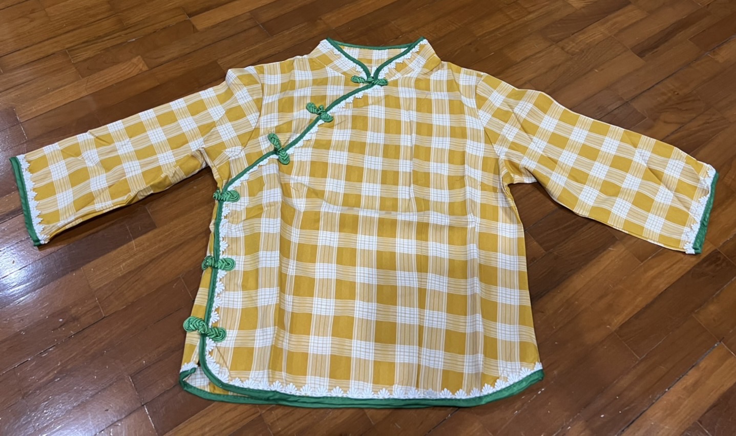 ผ้า cotton ลายตารางสีเหลืองเขียว ใส่สบาย ไม่ร้อน