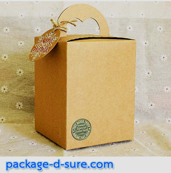 กล่องหูหิ้ว สี่เหลี่ยมจัตุรัส ทรงสูง 9.2x9.2x12 กระดาษคราฟ **แพ็ค 50 ใบ