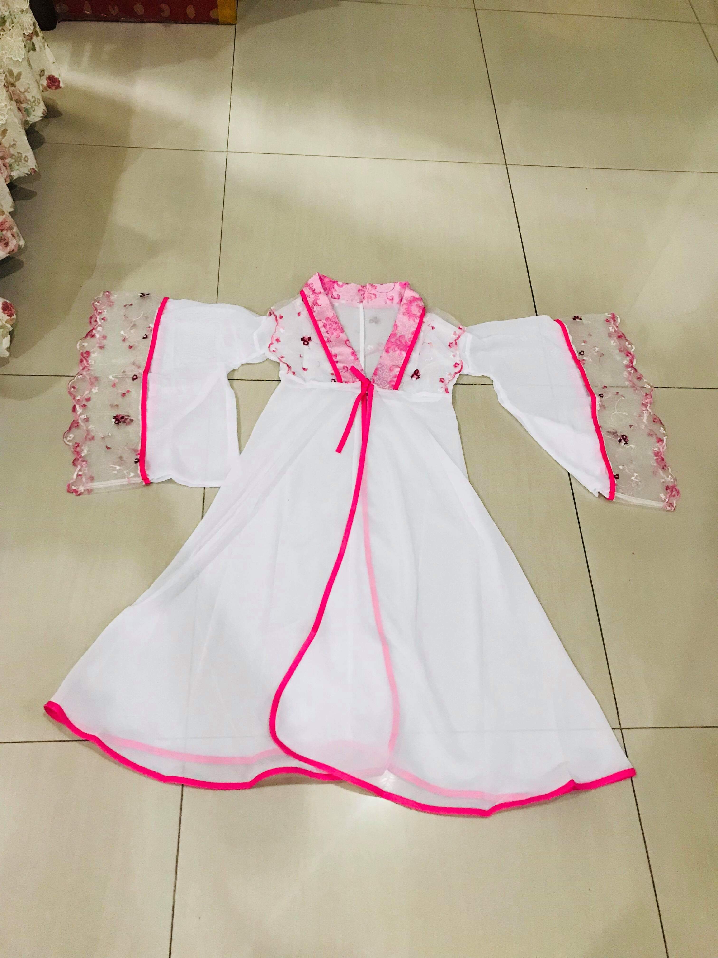 ชุดจีนฮั่นสีชมพูลายปัก รหัส HA65 สินคเาพร้อมส่ง