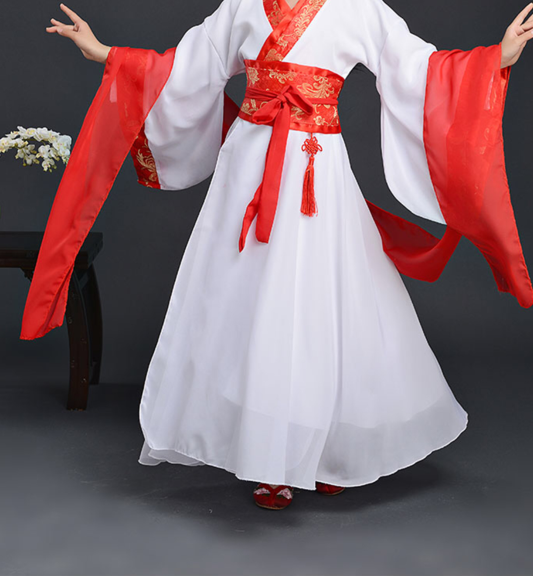 ชุดจีนราชวงศ์ฮั่น สีขาวแดง รหัส NR38