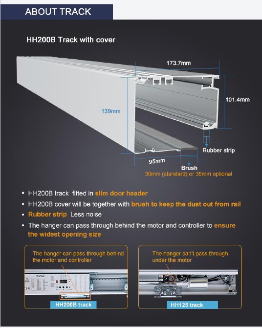มอเตอร์ประตูอัตโนมัติ Heavy Duty รุ่น HH200B รองรับน้ำหนักประตู 200 kg เลือกขนาดราง 4.2 เมตร หรือ 6.3 เมตรได้ สั่งซื้อ 15-30 วัน