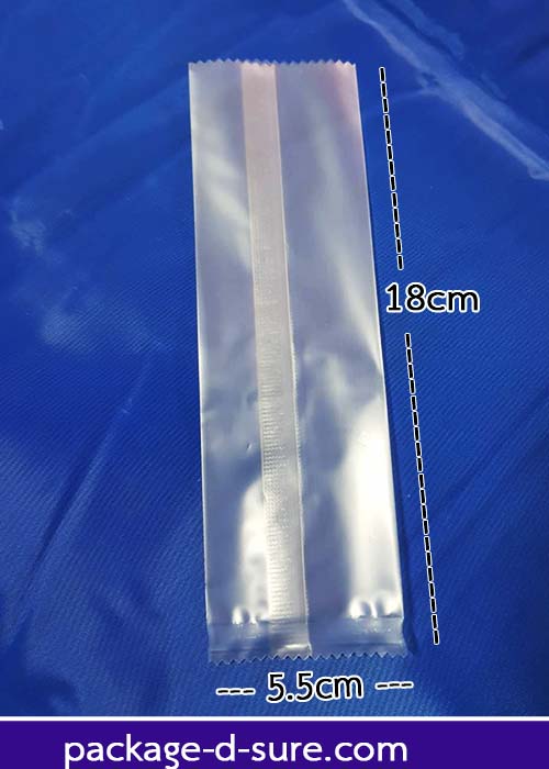 โปรโมชั่น//ถุงซีลกลาง ขอบหยัก 5.5x18 เนื้อกึ่งขุ่น แพ็ค 100 ใบ