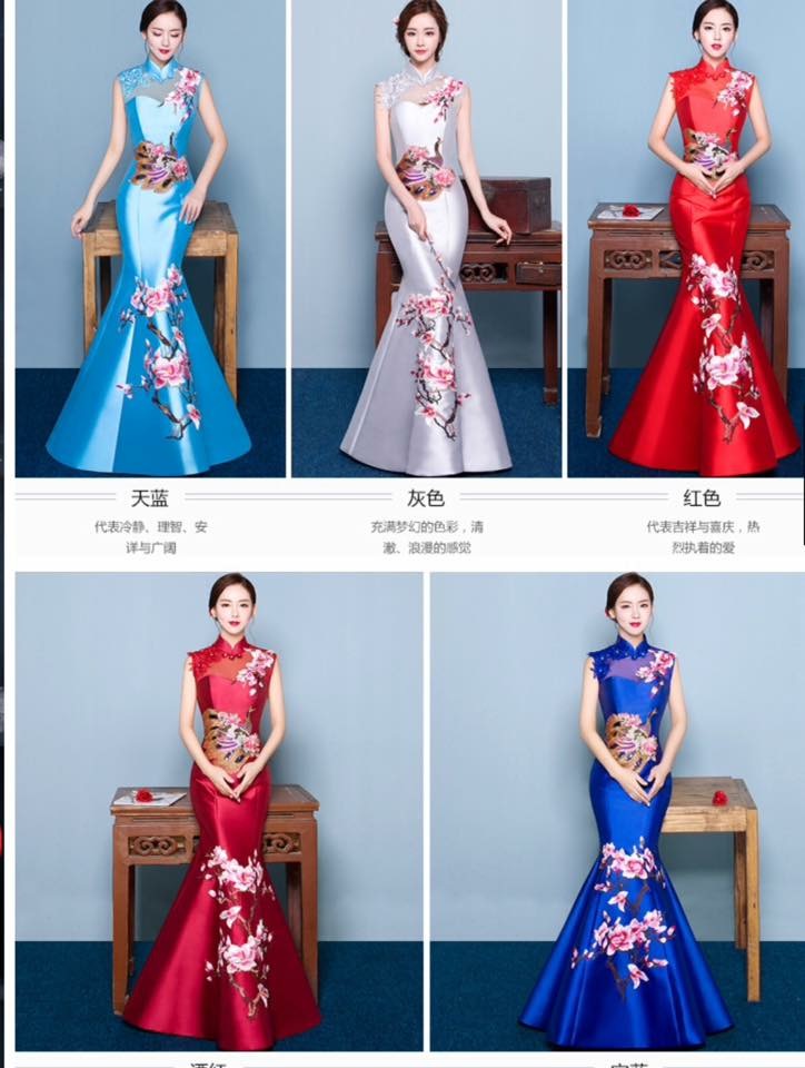 ชุดเจ้าสาว สีแดงเลือดหมู รหัส DR 268. (สินค้าพร้อมส่ง)