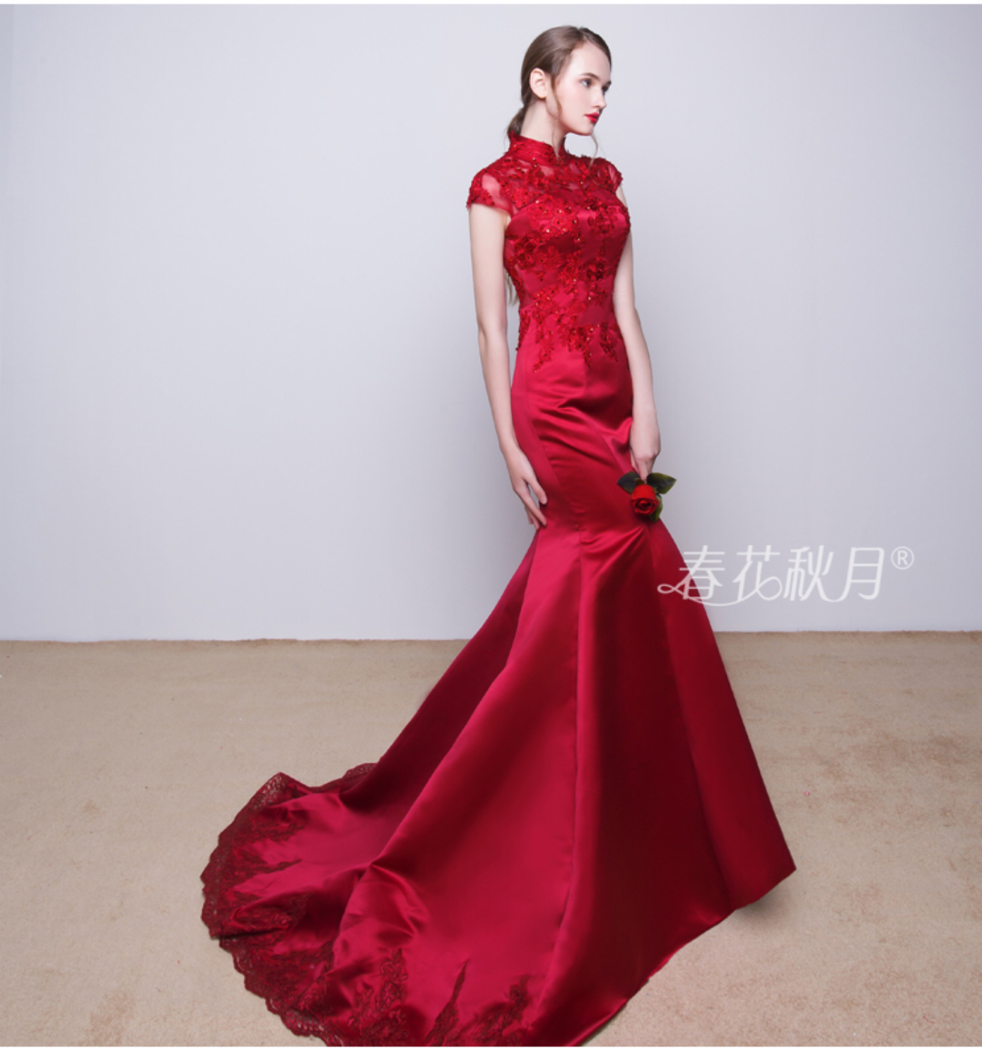 ชุดเจ้าสาวสีแดง รหัส JO 258 สินค้าพร้อมส่ง