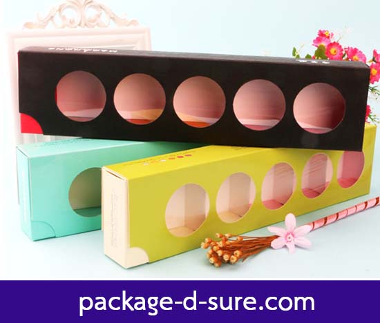 โปรโมชั่น//กล่องมาการอง 5 ชิ้น หน้าต่างกลม 31x7.5x3.6 เขียวมิ้นท์