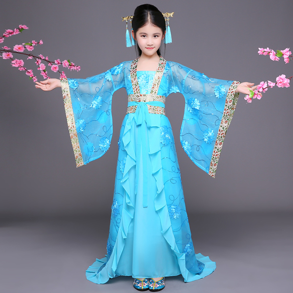 ชุดเด็กหญิงราชวงค์ถัง สีฟ้า. รหัส BP 90 สินค้าพร้อมส่ง