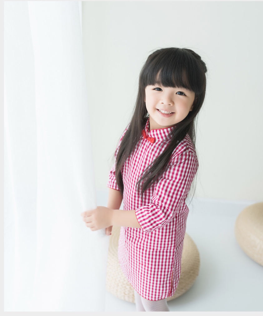 เดรสลายสก๊อตสีแดง. ผ้าฝ้าย รหัส SC 67 สินค้าพร้อมส่ง