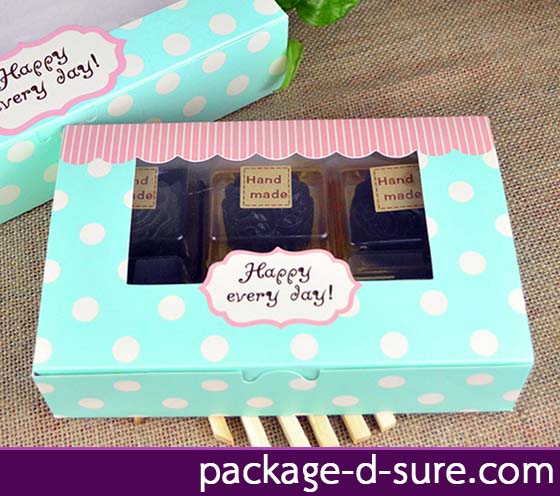 กล่องสี่เหลี่ยมผืนผ้า เปิดบนฉลุ 13.5x21.5x5 สีเขียวอมฟ้า จุดขาว