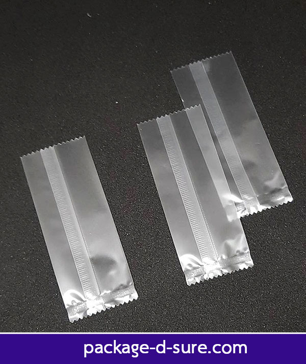 ถุงซีลกลาง ขอบหยัก 4.5x11.5 เนื้อกึ่งขุ่น แพ็ค 100 ใบ