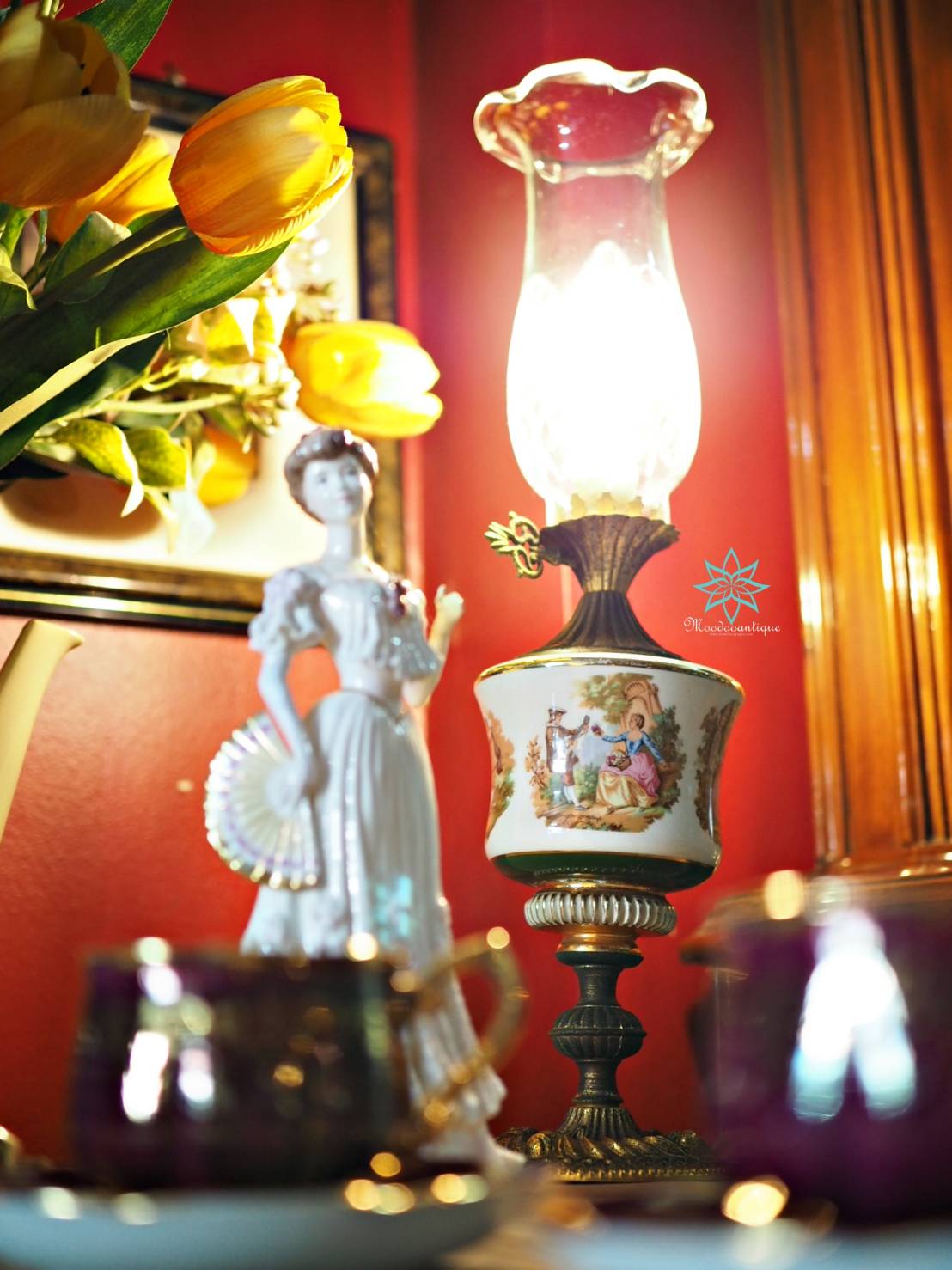 โคมไฟตะเกียงตั้งโต๊ะวินเทจ ของอังกฤษ