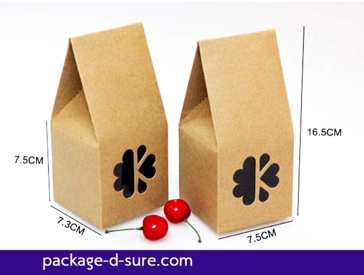 กล่องทรงโดมสูง เจาะหน้าต่างดอกไม้ 7.5x7.3x16.5 กระดาษคราฟ