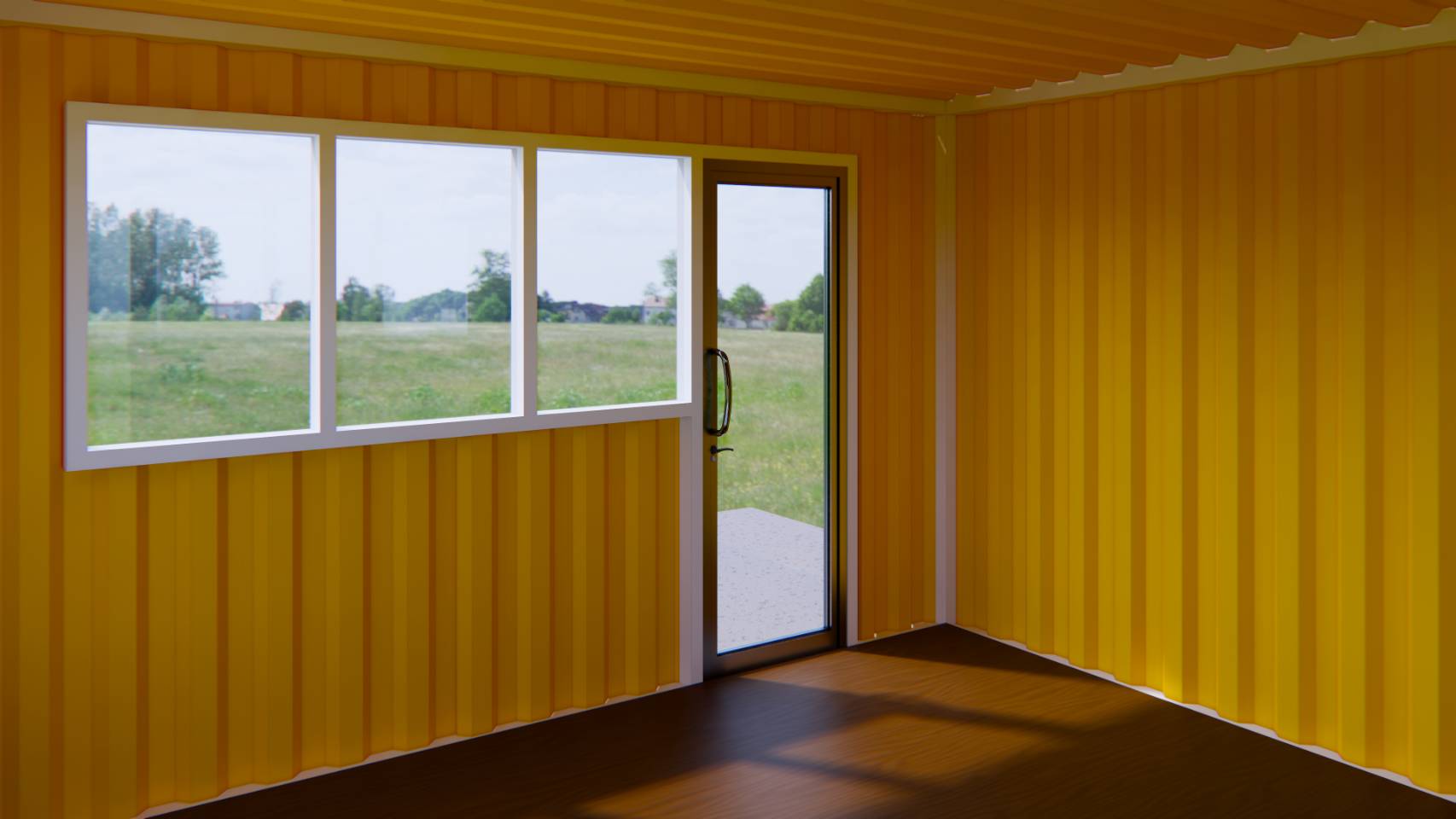 ตู้คอนเทนเนอร์ ร้านค้า ออฟฟิศขนาดเล็ก UC-K04 ขนาด 4เมตร * 4 เมตร * สูง 2.4 เมตร พร้อมพืนกระเบื้องยาง เลือกสีตู้ได้ *** รวมค่าขนส่งแล้ว