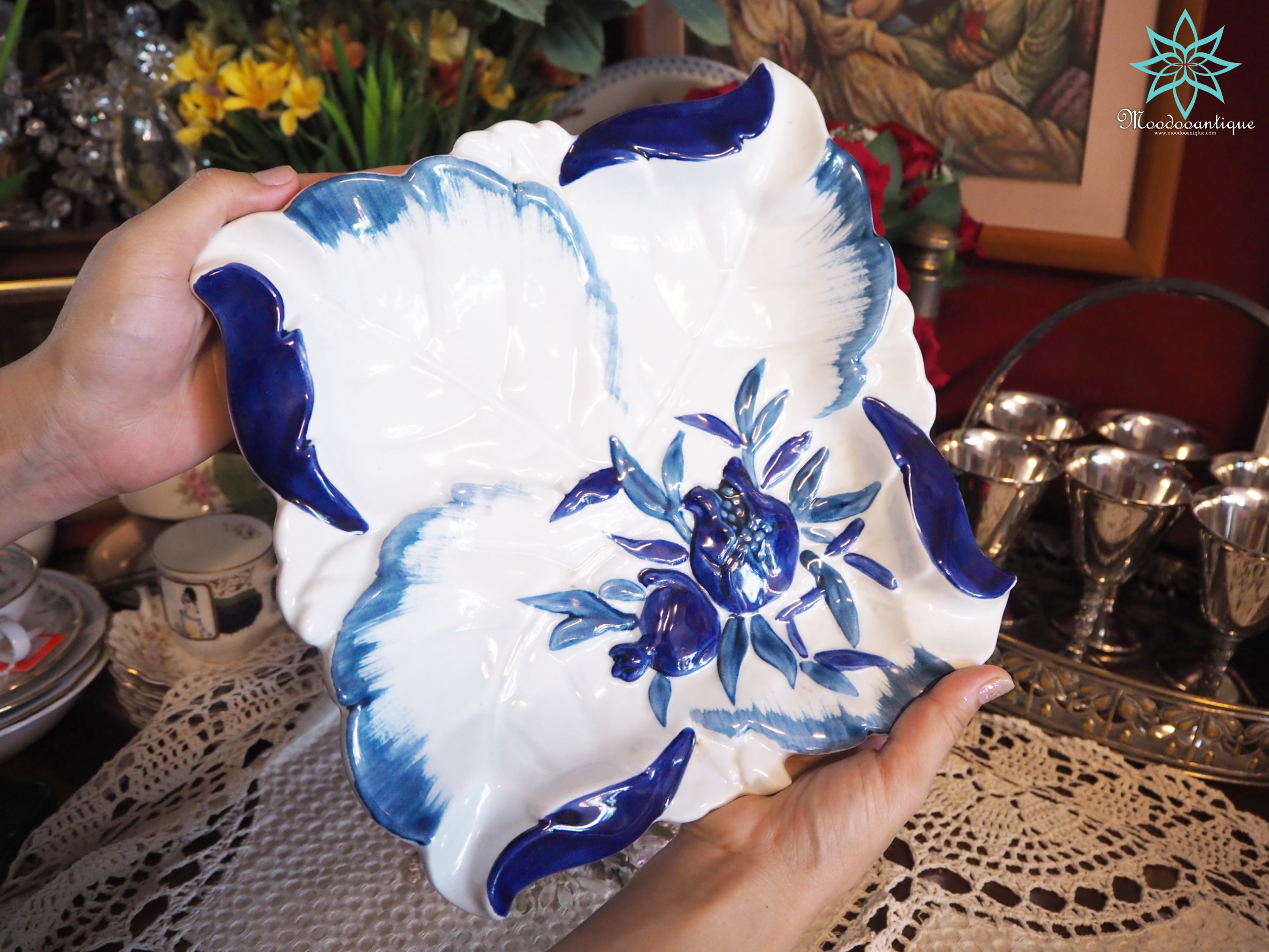 จานแอนทีค ลายทับทิม