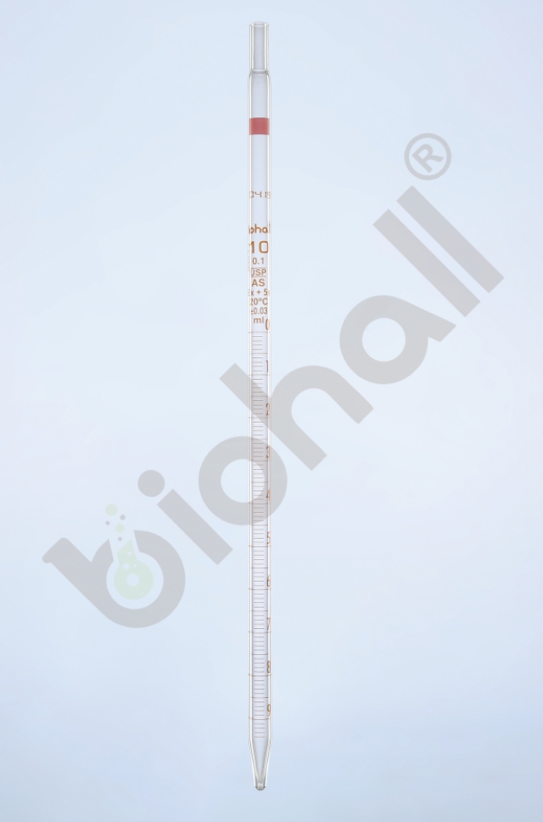 ปิเปตต์แบบใช้ตวง หรือ ปิเปตแท่งยาวตรง (Graduated Pipettes With CER LOT)