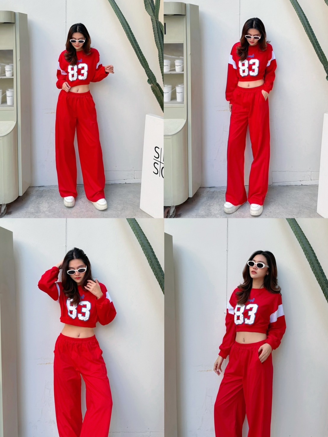 New Collection !!!! Crop Top Style Set เซทเสื้อครอปคอกลมแขนยาวใส่ซกชายและปลายแขน